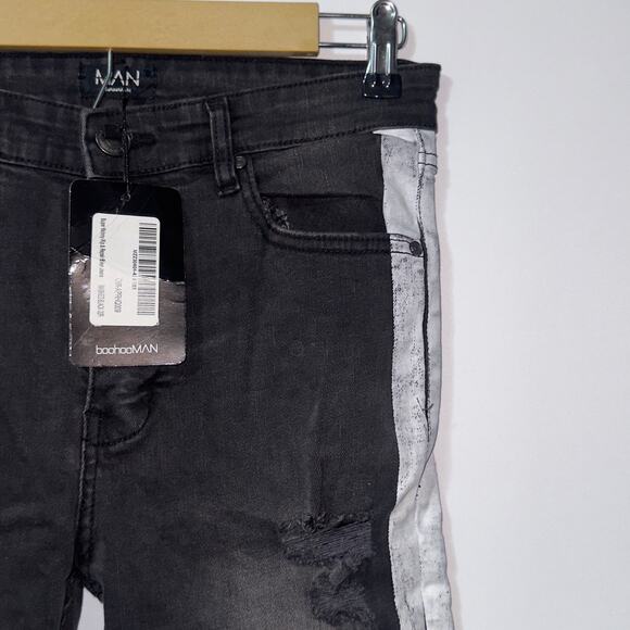 Boohooman Super Skinny Rip & Repair Biker Jeans men’s size 32R - Picture 4 of 9
